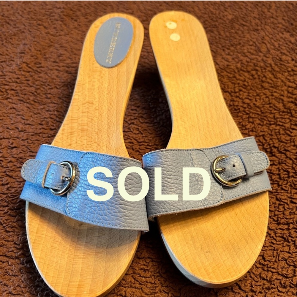 Burberry wooden sandals, baby blue